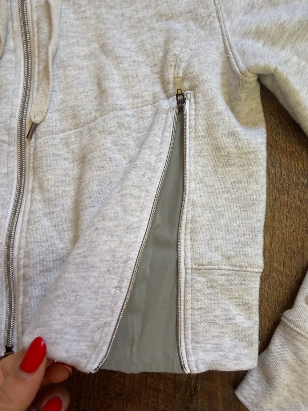 ALO Yoga Light Heather Gray Hooded Zip-Up Jacket - Picture 6 of 7